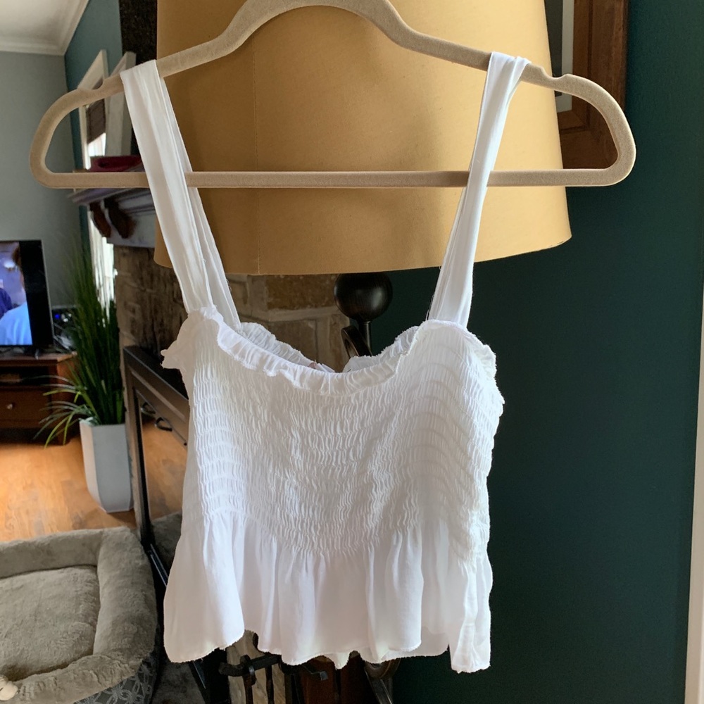 AE Ruffle smocked crop too tank